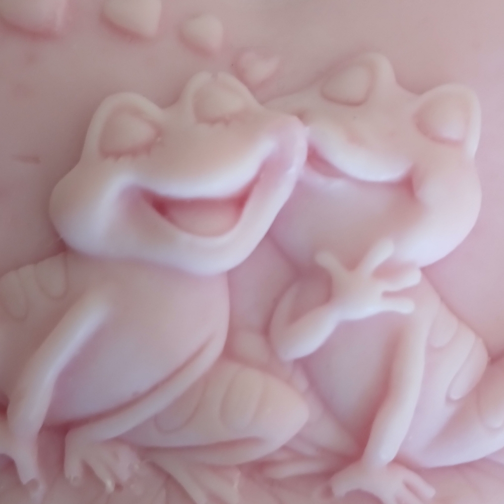 Blissful Pink Heart Soap with Frogs